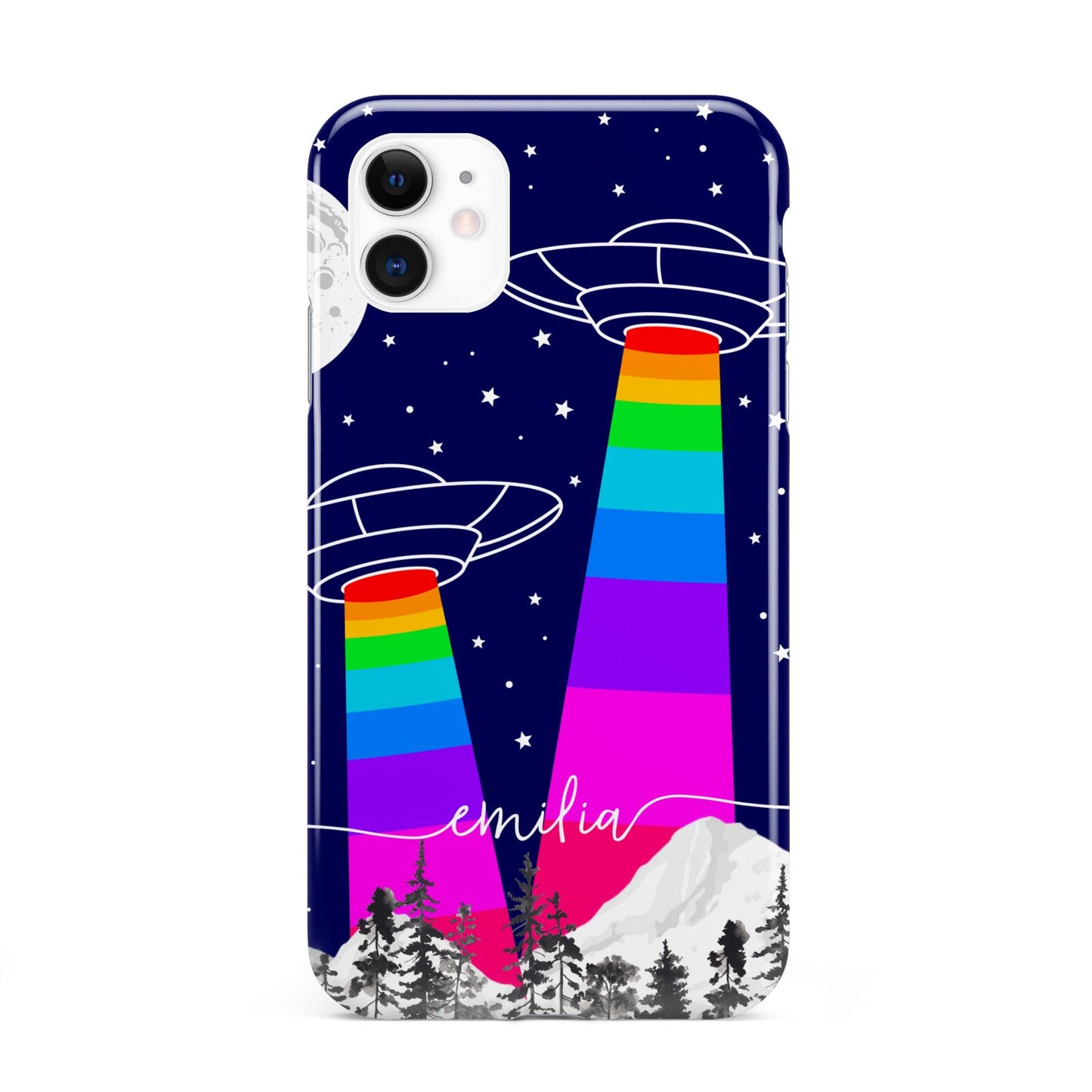 UFO Forest Scene Personalised Name iPhone 11 3D Tough Case