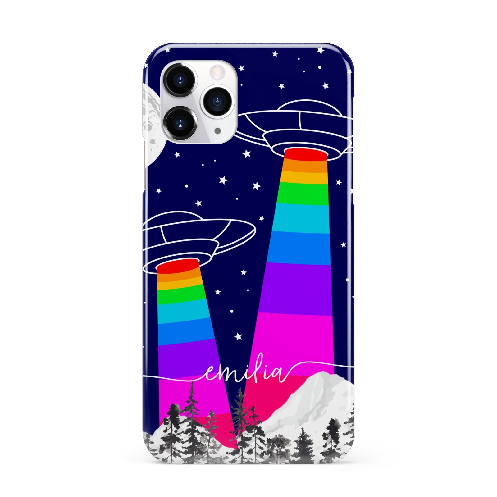 UFO Forest Scene Personalised Name iPhone 11 Pro 3D Snap Case