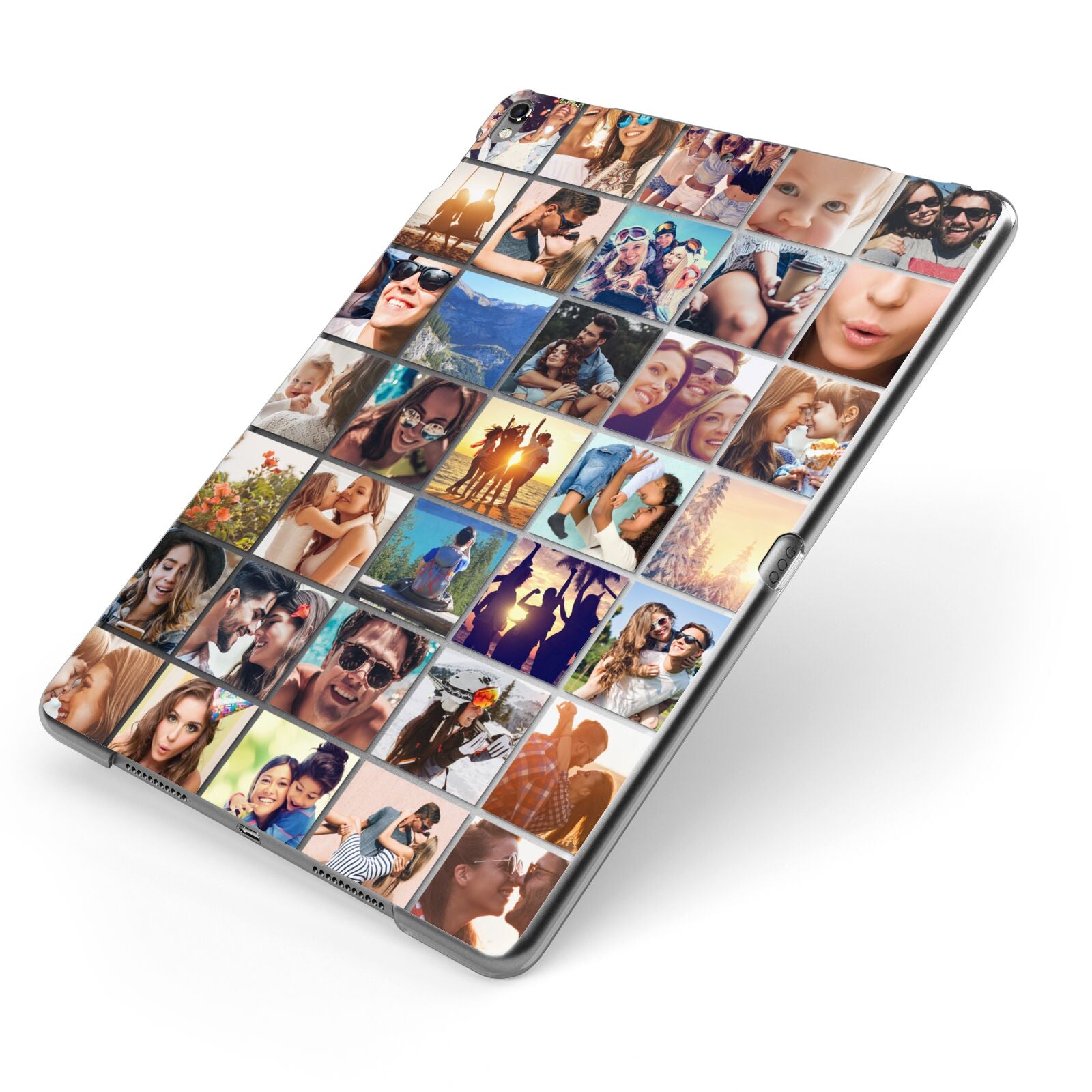 Ultimate Photo Montage Upload Apple iPad Case on Grey iPad Side View