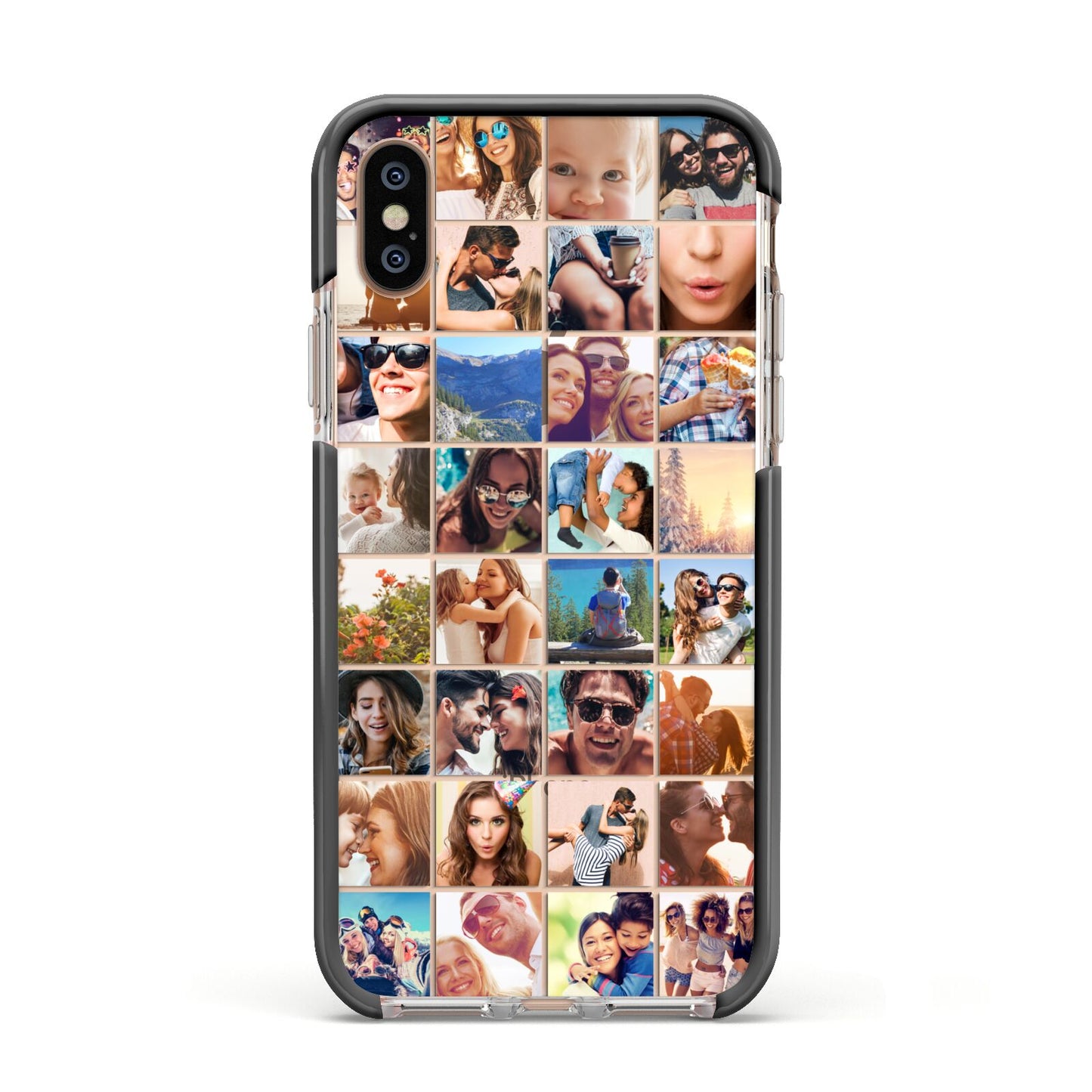 Ultimate Photo Montage Upload Apple iPhone Xs Impact Case Black Edge on Gold Phone