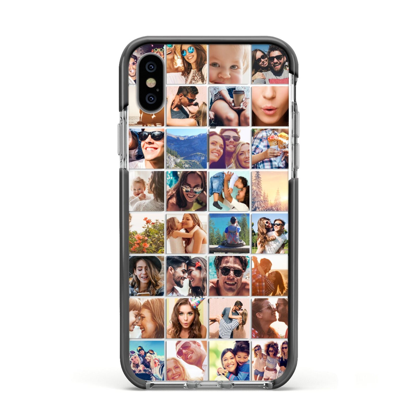 Ultimate Photo Montage Upload Apple iPhone Xs Impact Case Black Edge on Silver Phone