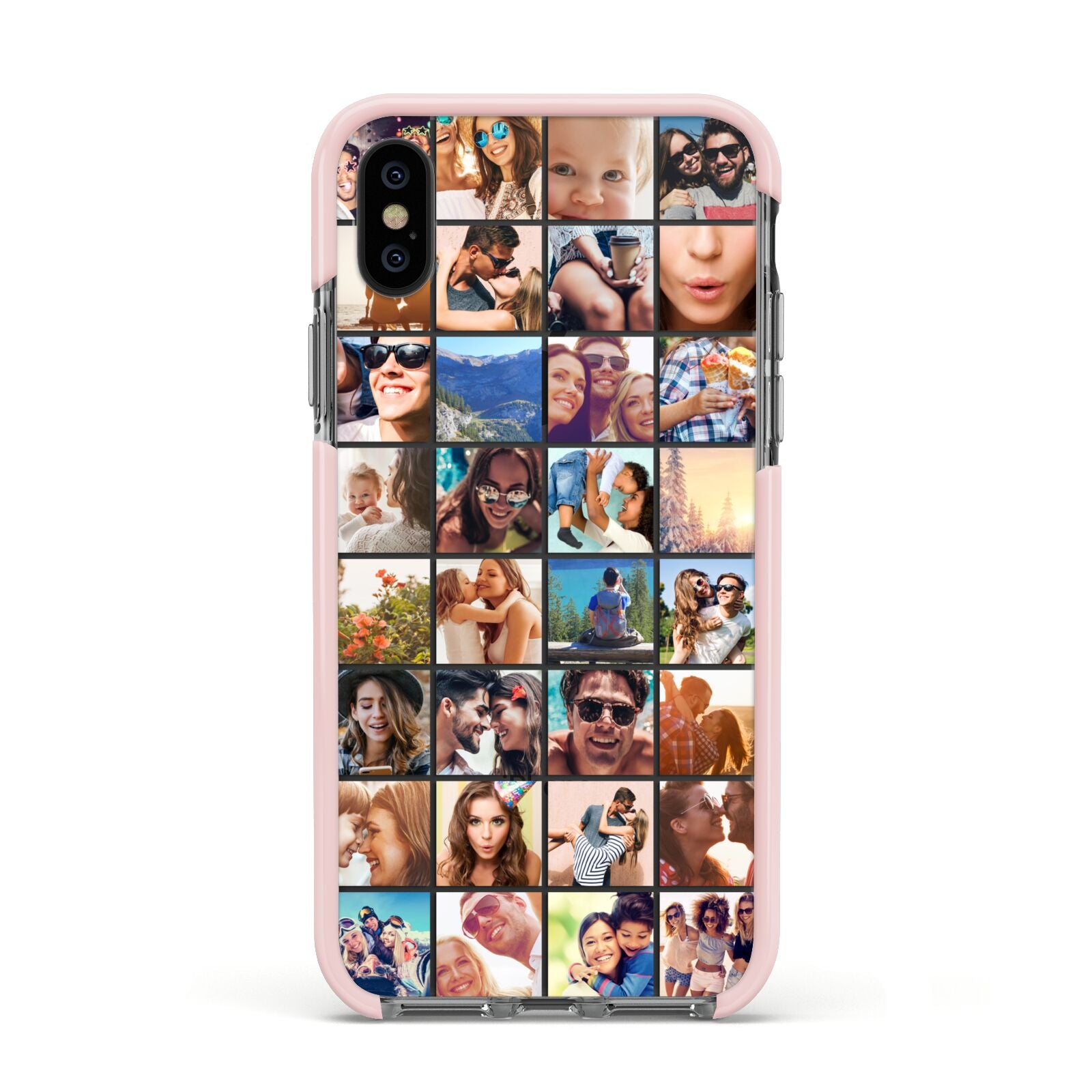 Ultimate Photo Montage Upload Apple iPhone Xs Impact Case Pink Edge on Black Phone