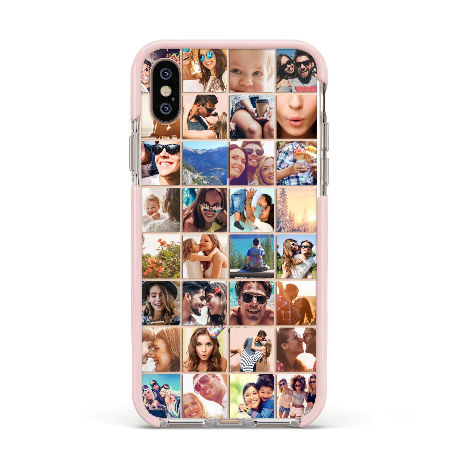 Ultimate Photo Montage Upload Apple iPhone Xs Impact Case Pink Edge on Gold Phone