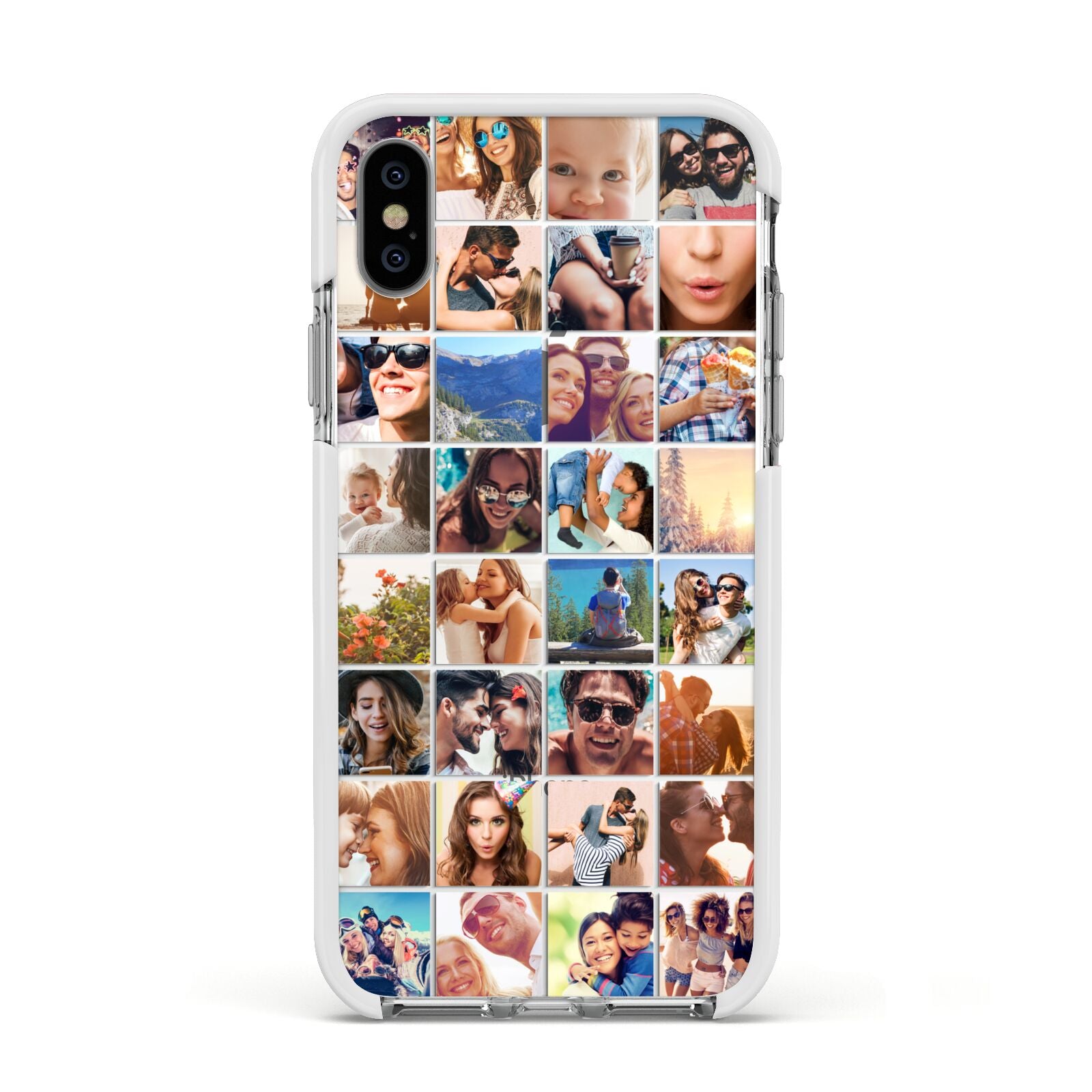 Ultimate Photo Montage Upload Apple iPhone Xs Impact Case White Edge on Silver Phone