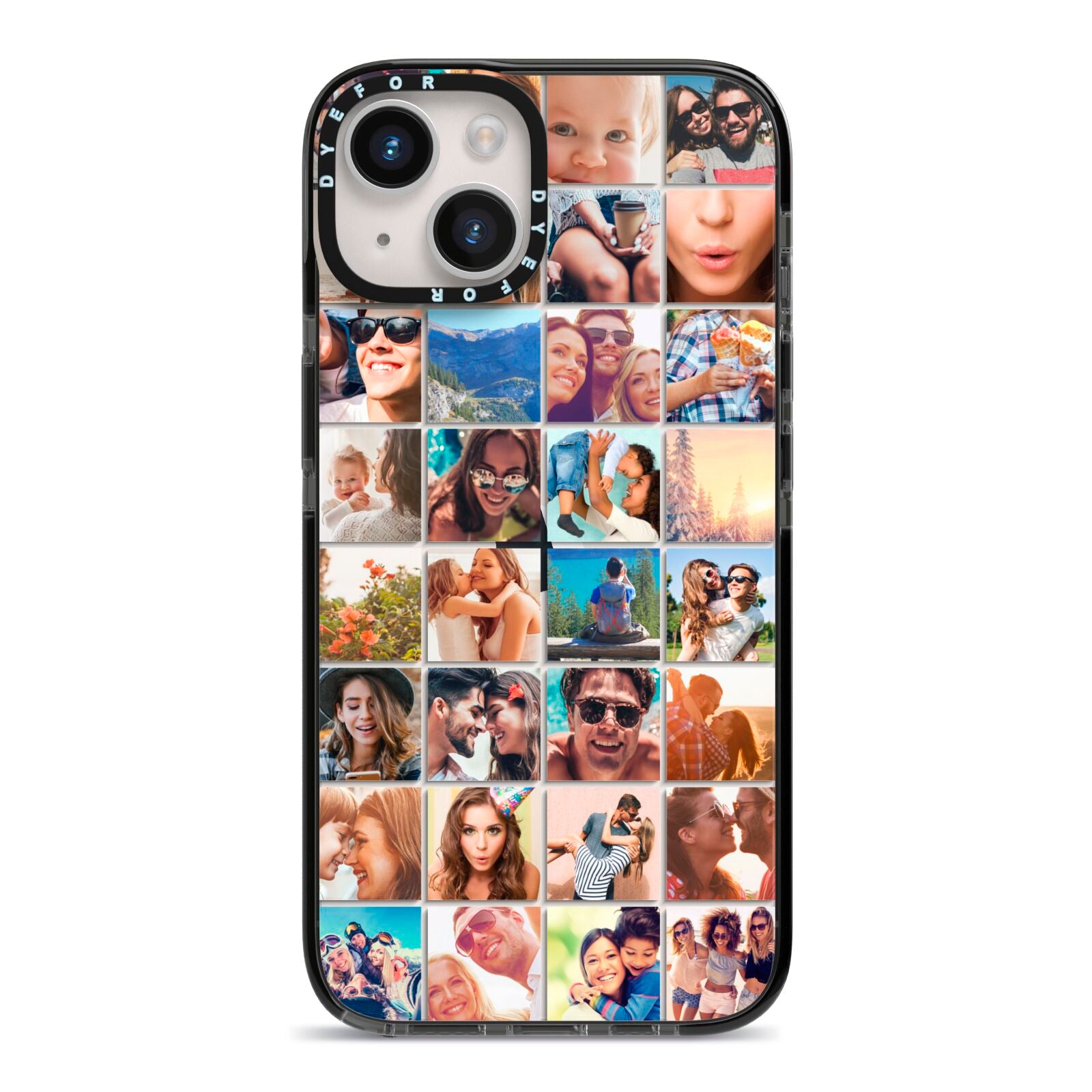 Ultimate Photo Montage Upload iPhone 14 Black Impact Case on Silver phone