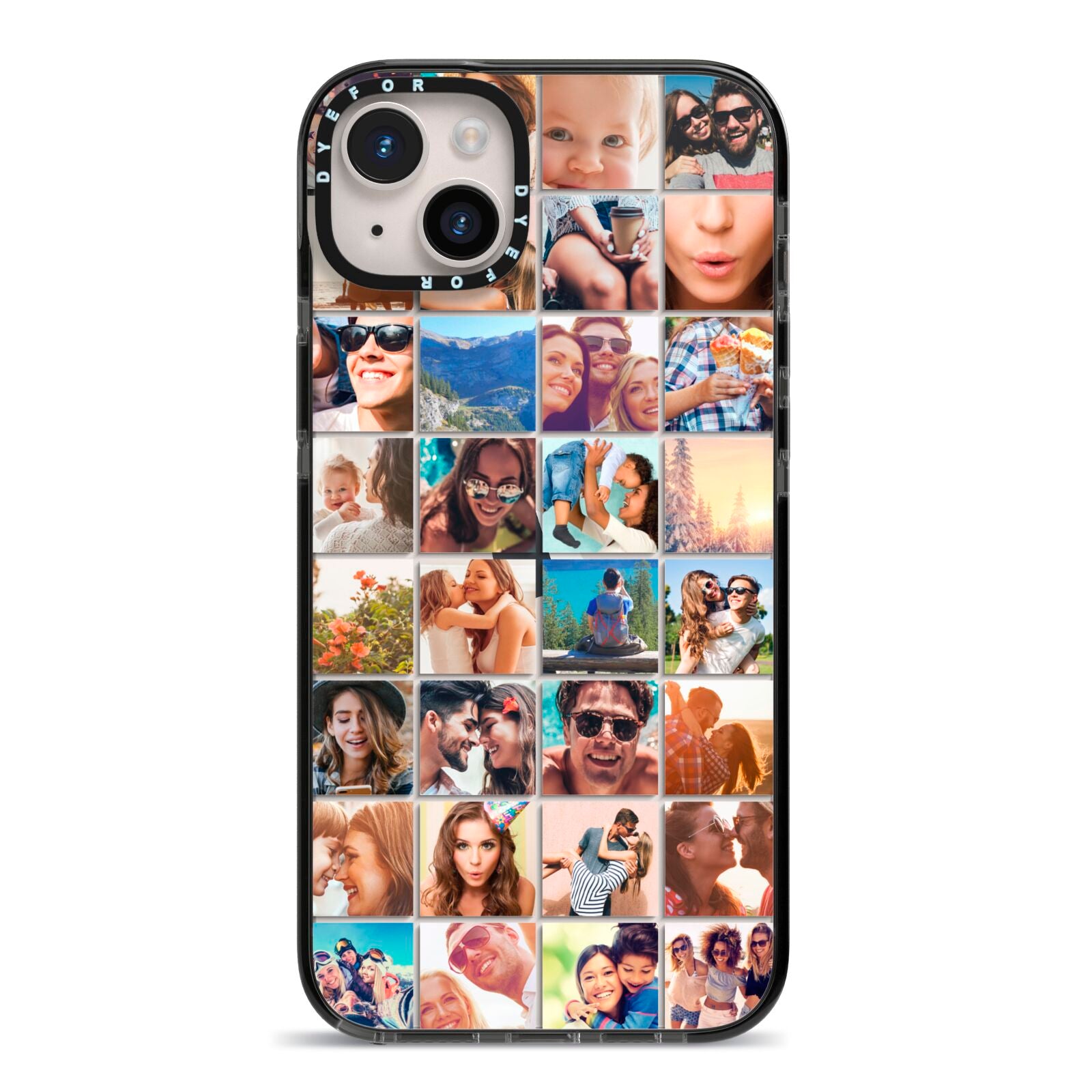 Ultimate Photo Montage Upload iPhone 14 Plus Black Impact Case on Silver phone