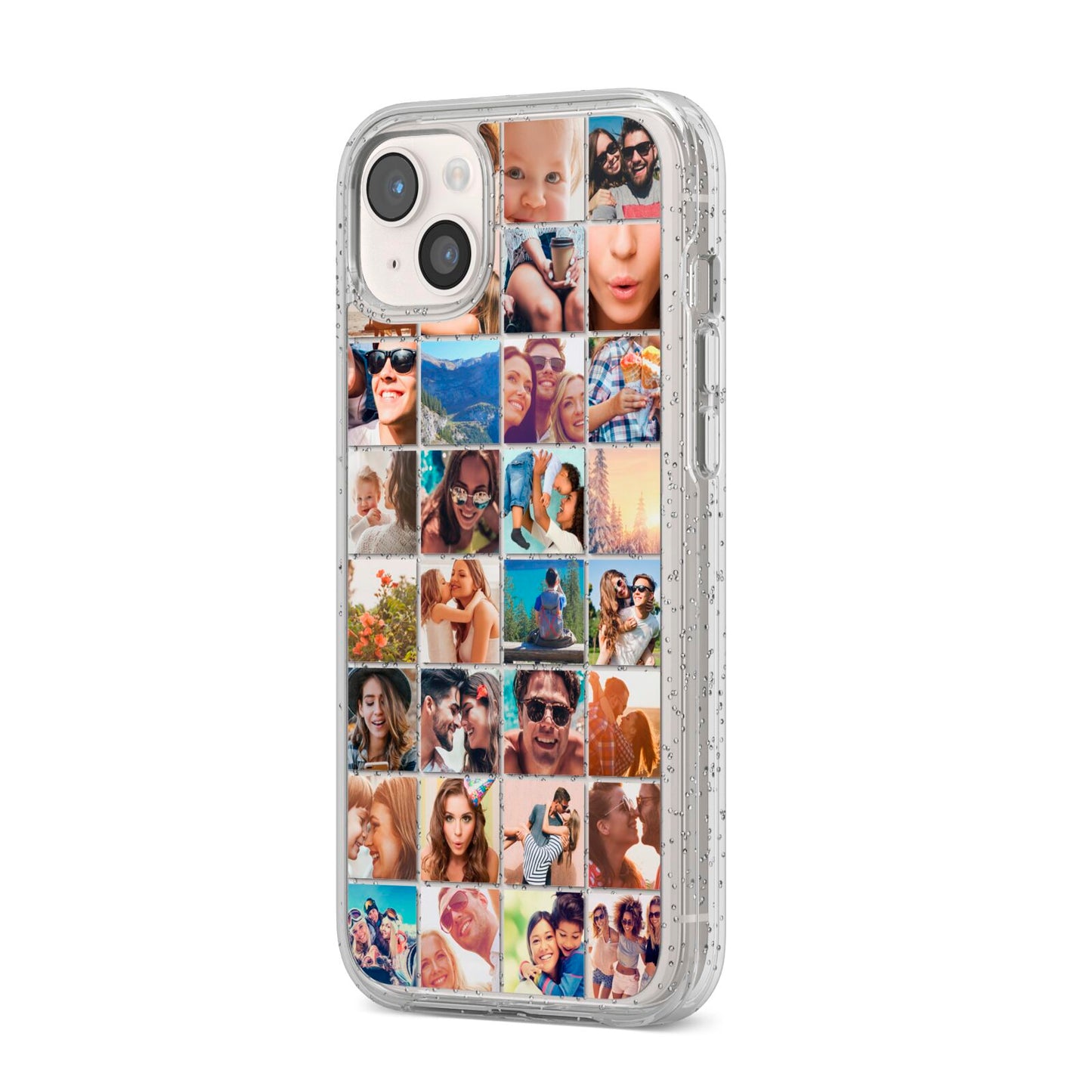 Ultimate Photo Montage Upload iPhone 14 Plus Glitter Tough Case Starlight Angled Image