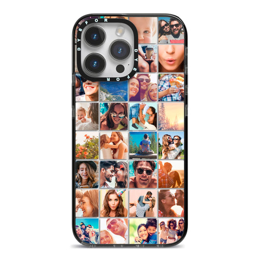 Ultimate Photo Montage Upload iPhone 14 Pro Max Black Impact Case on Silver phone