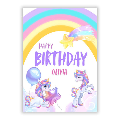 Unicorn Personalised A5 Flat Greetings Card