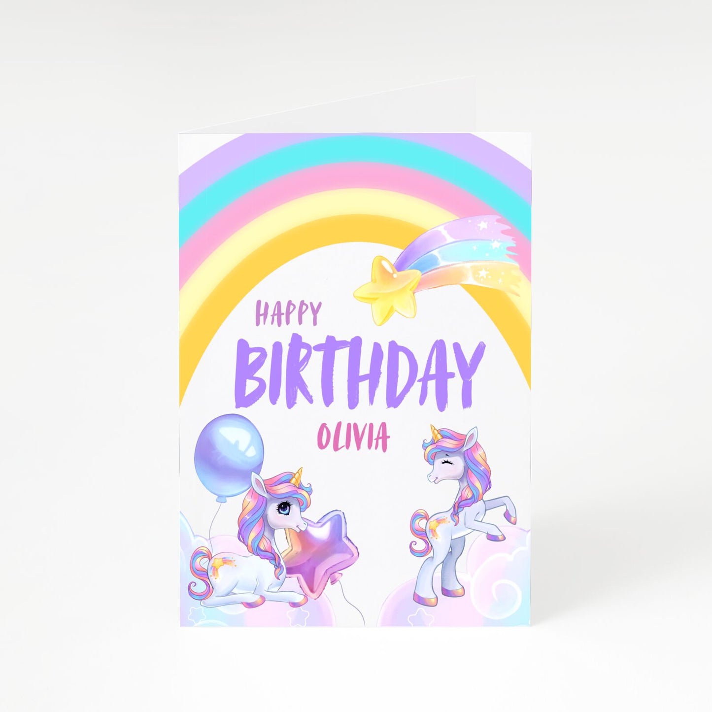 Unicorn Personalised A5 Greetings Card