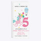 Unicorn Personalised Happy Birthday 4x9 Rectangle Invitation Glitter Front and Back Image