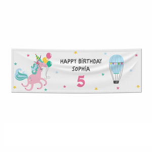 Unicorn Personalised Happy Birthday Banner