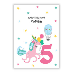 Unicorn Personalised Happy Birthday Greetings Card
