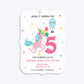 Unicorn Personalised Happy Birthday Bracket Invitation Matte Paper