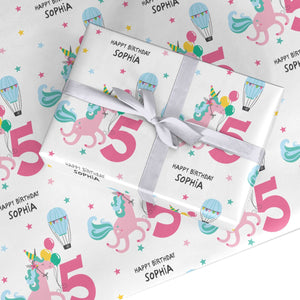 Unicorn Personalised Happy Birthday Wrapping Paper