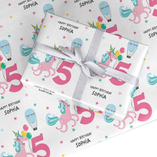 Unicorn Personalised Happy Birthday Custom Wrapping Paper