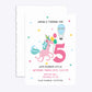 Unicorn Personalised Happy Birthday Deckle Invitation Matte Paper Front and Back Image