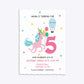 Unicorn Personalised Happy Birthday Deckle Invitation Matte Paper