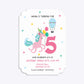 Unicorn Personalised Happy Birthday Deco Invitation Matte Paper