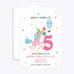 Unicorn Personalised Happy Birthday Geo Invitation Matte Paper Front and Back Image