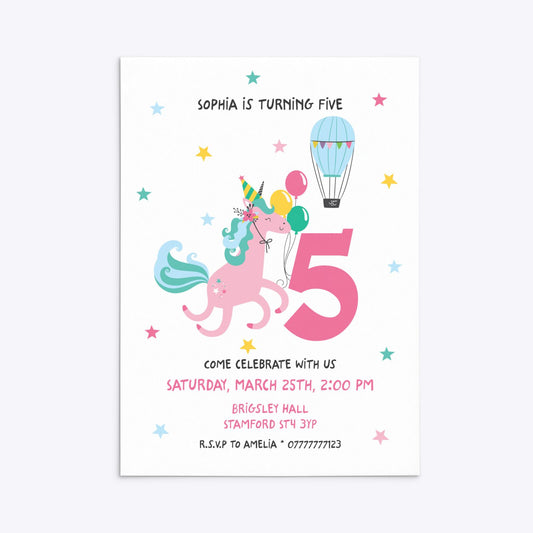 Unicorn Personalised Happy Birthday Rectangle Invitation Matte Paper