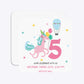 Unicorn Personalised Happy Birthday Rounded 5 25x5 25 Invitation Glitter Front and Back Image