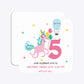 Unicorn Personalised Happy Birthday Rounded 5 25x5 25 Invitation Matte Paper Front and Back Image
