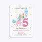 Unicorn Personalised Happy Birthday Rounded Invitation Glitter