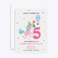 Unicorn Personalised Happy Birthday Rounded Invitation Matte Paper Front and Back Image