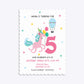 Unicorn Personalised Happy Birthday Scalloped Invitation Matte Paper