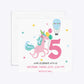 Unicorn Personalised Happy Birthday Square 5 25x5 25 Invitation Glitter Front and Back Image