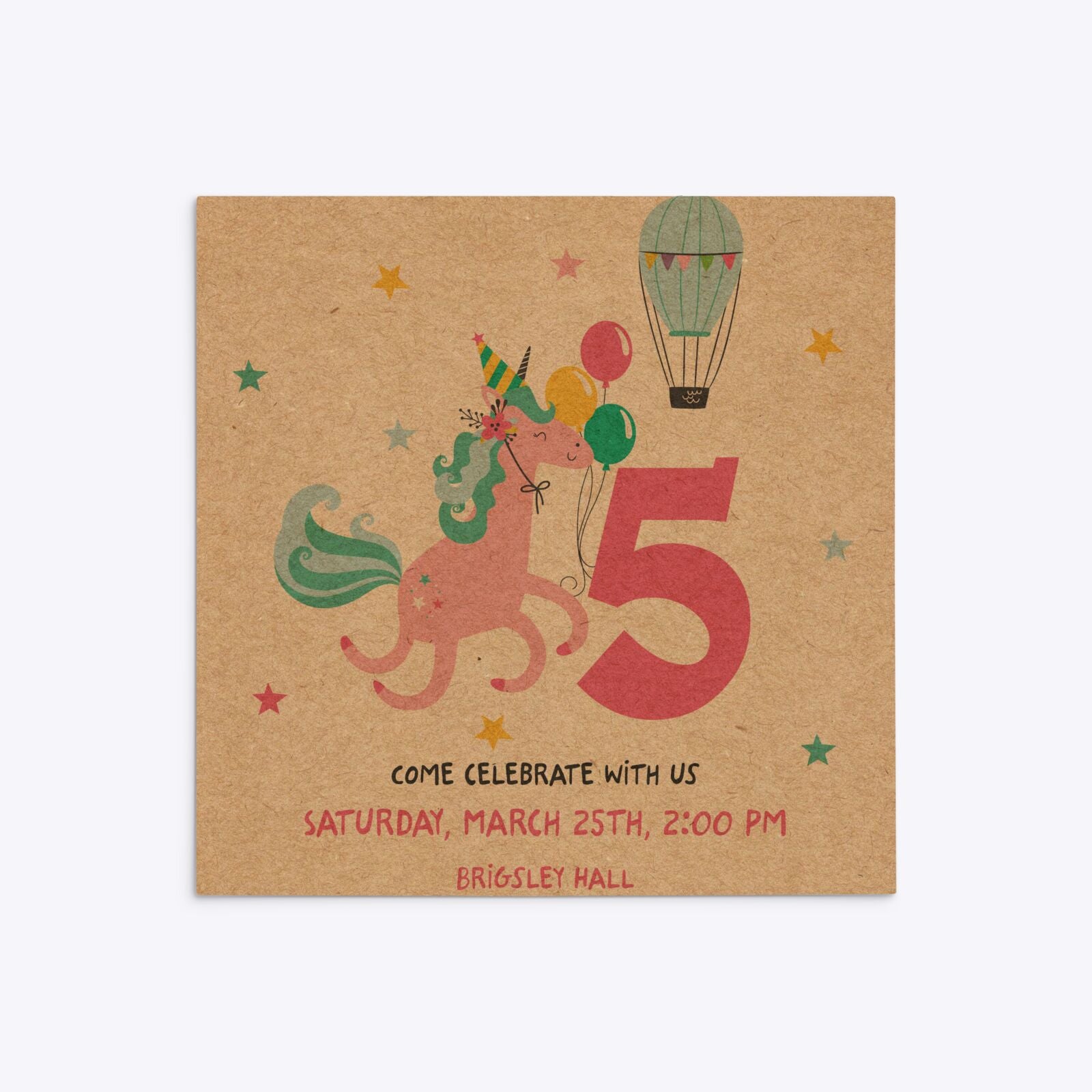 Unicorn Personalised Happy Birthday Square 5 25x5 25 Invitation Kraft