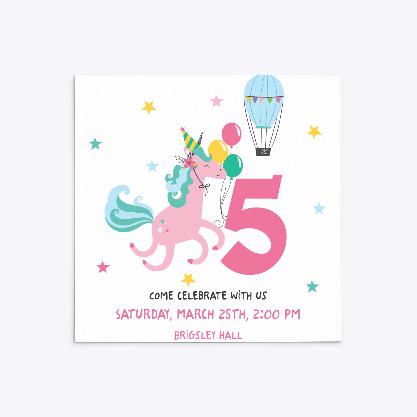 Unicorn Personalised Happy Birthday Square 5 25x5 25 Invitation Matte Paper