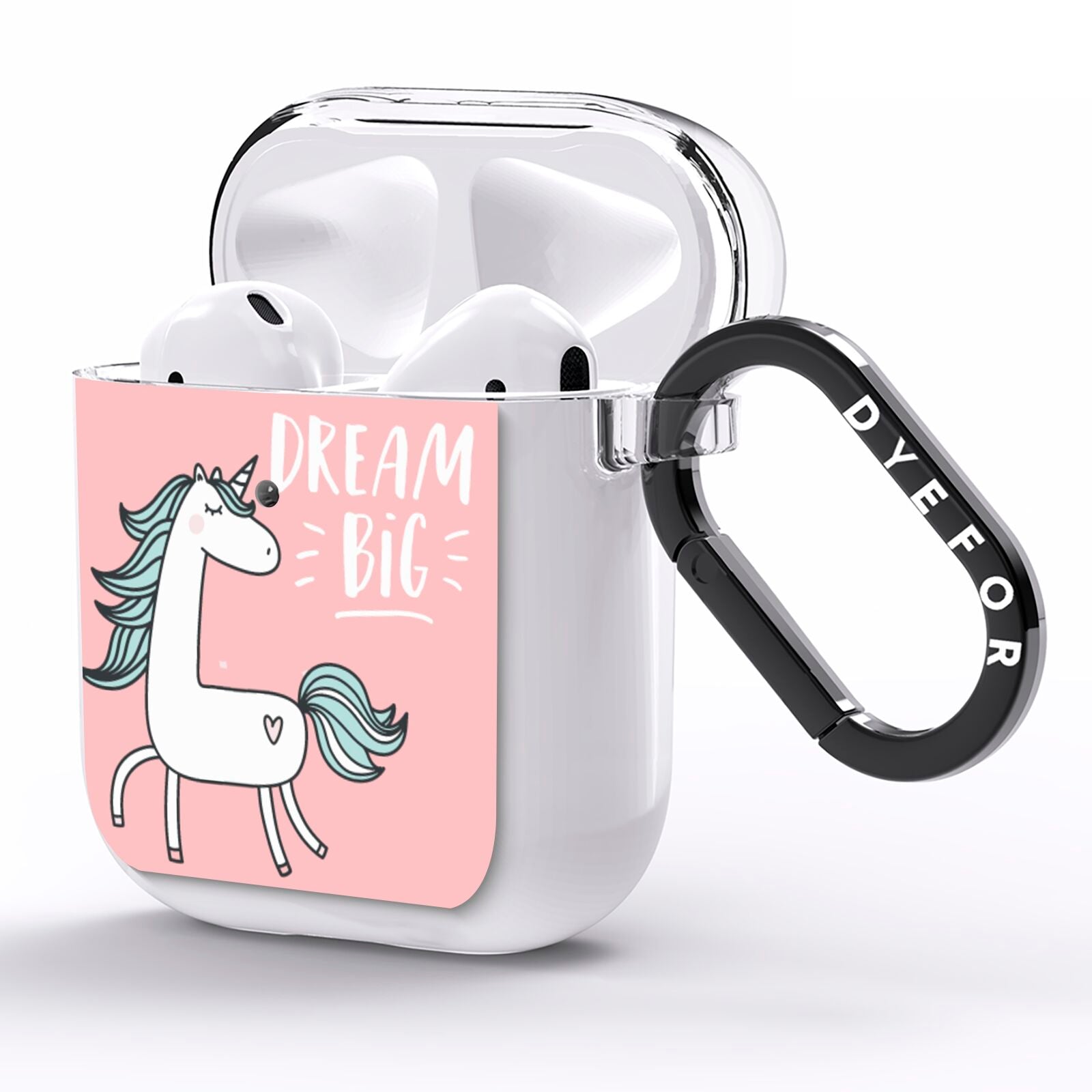 Unicorn Print Dream Big AirPods Clear Case Side Image