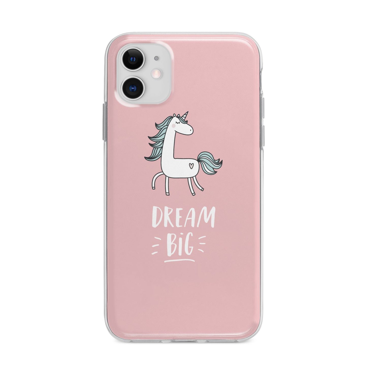 Unicorn Print Dream Big Apple iPhone 11 in White with Bumper Case