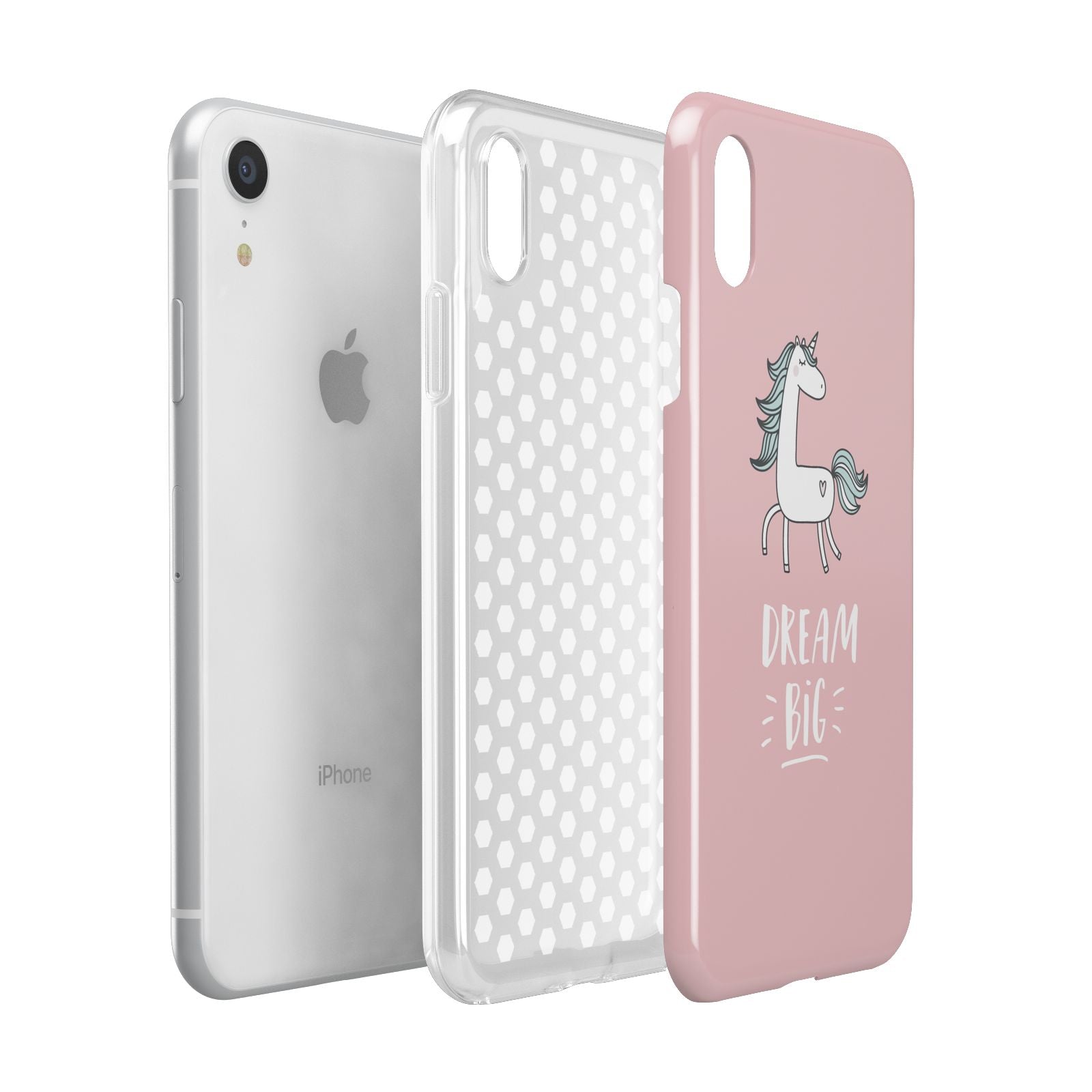 Unicorn Print Dream Big Apple iPhone XR White 3D Tough Case Expanded view