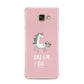 Unicorn Print Dream Big Samsung Galaxy A3 2016 Case on gold phone
