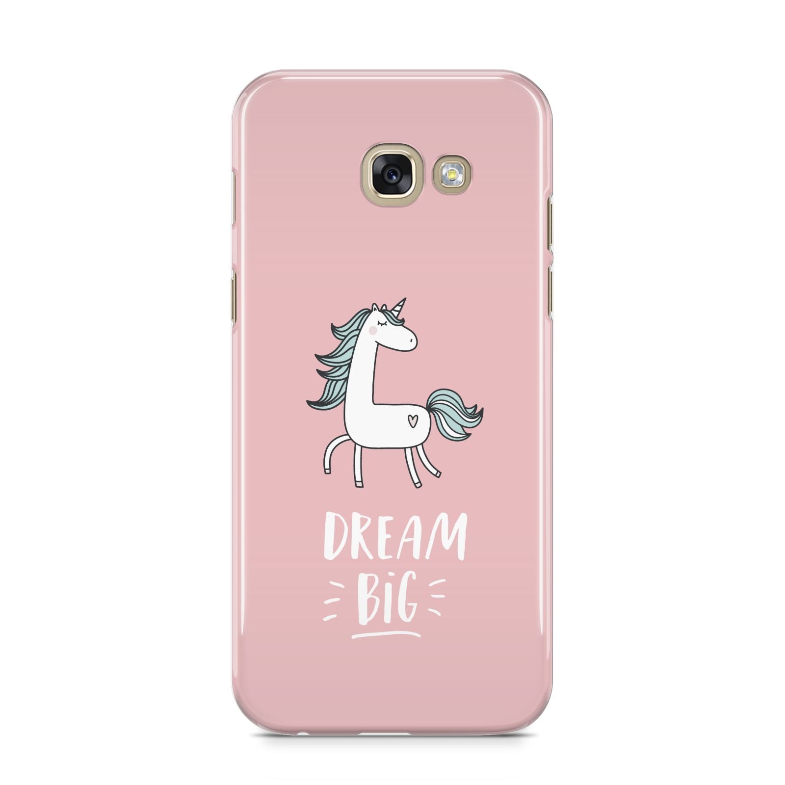 Unicorn Print Dream Big Samsung Galaxy A5 2017 Case on gold phone