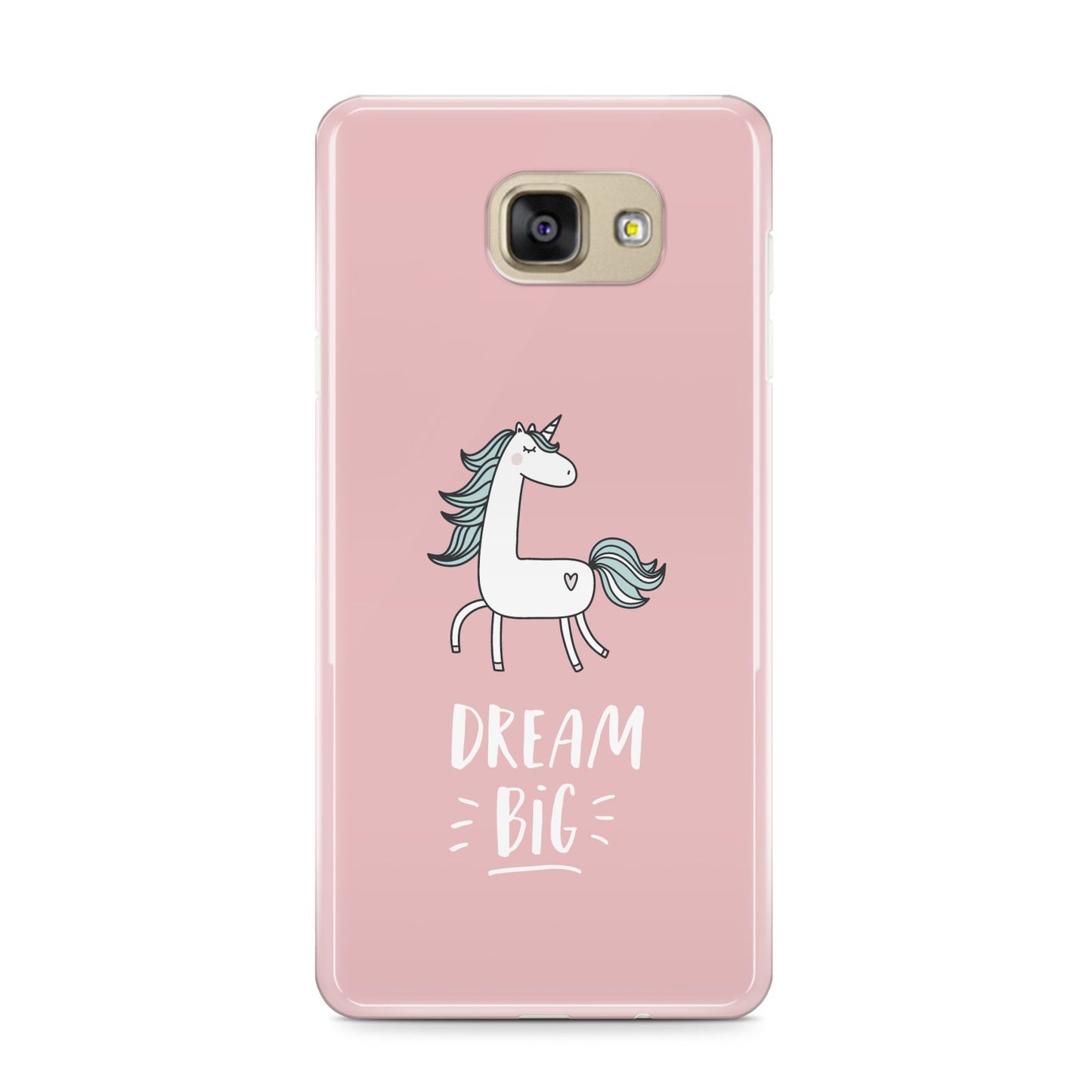 Unicorn Print Dream Big Samsung Galaxy A9 2016 Case on gold phone