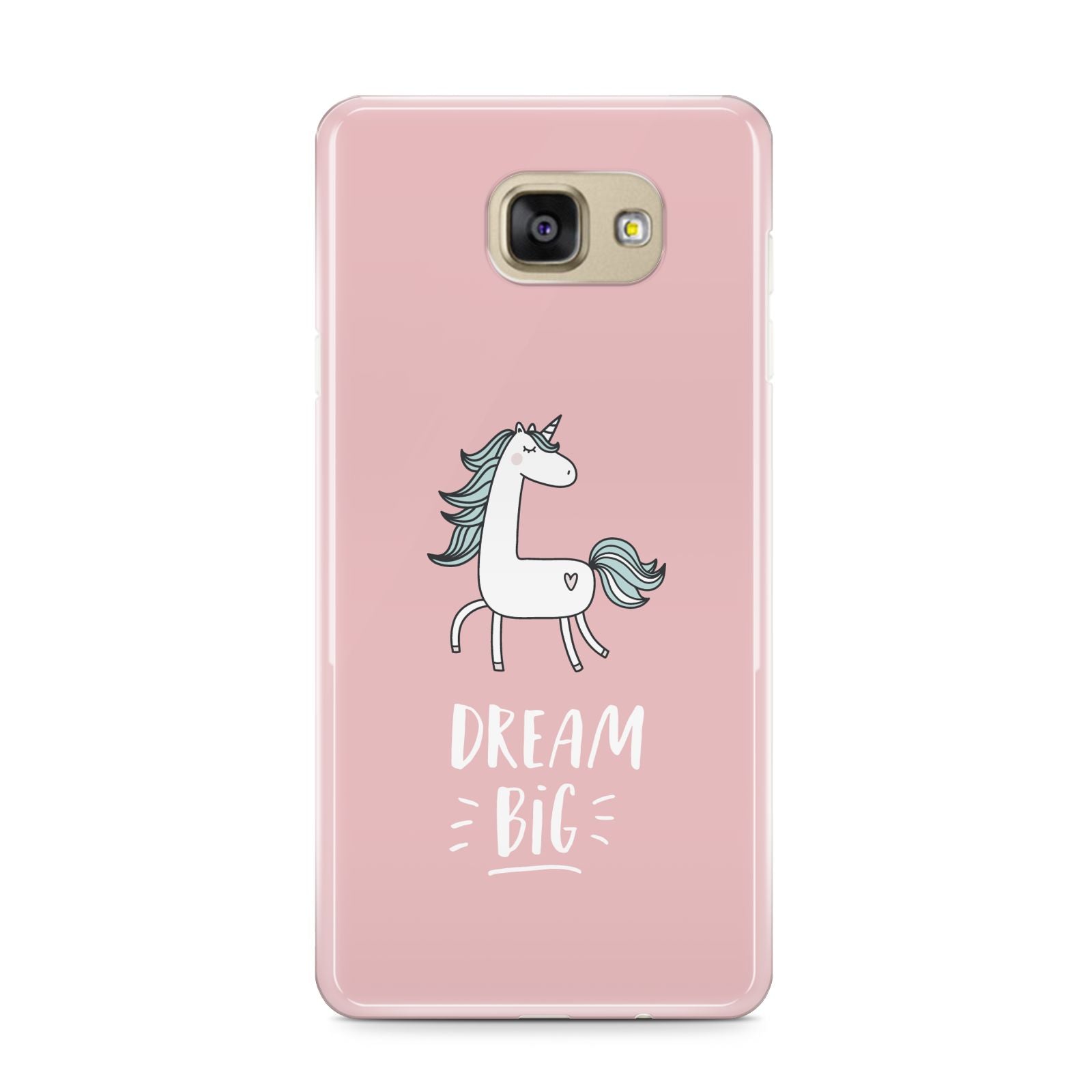 Unicorn Print Dream Big Samsung Galaxy A9 2016 Case on gold phone