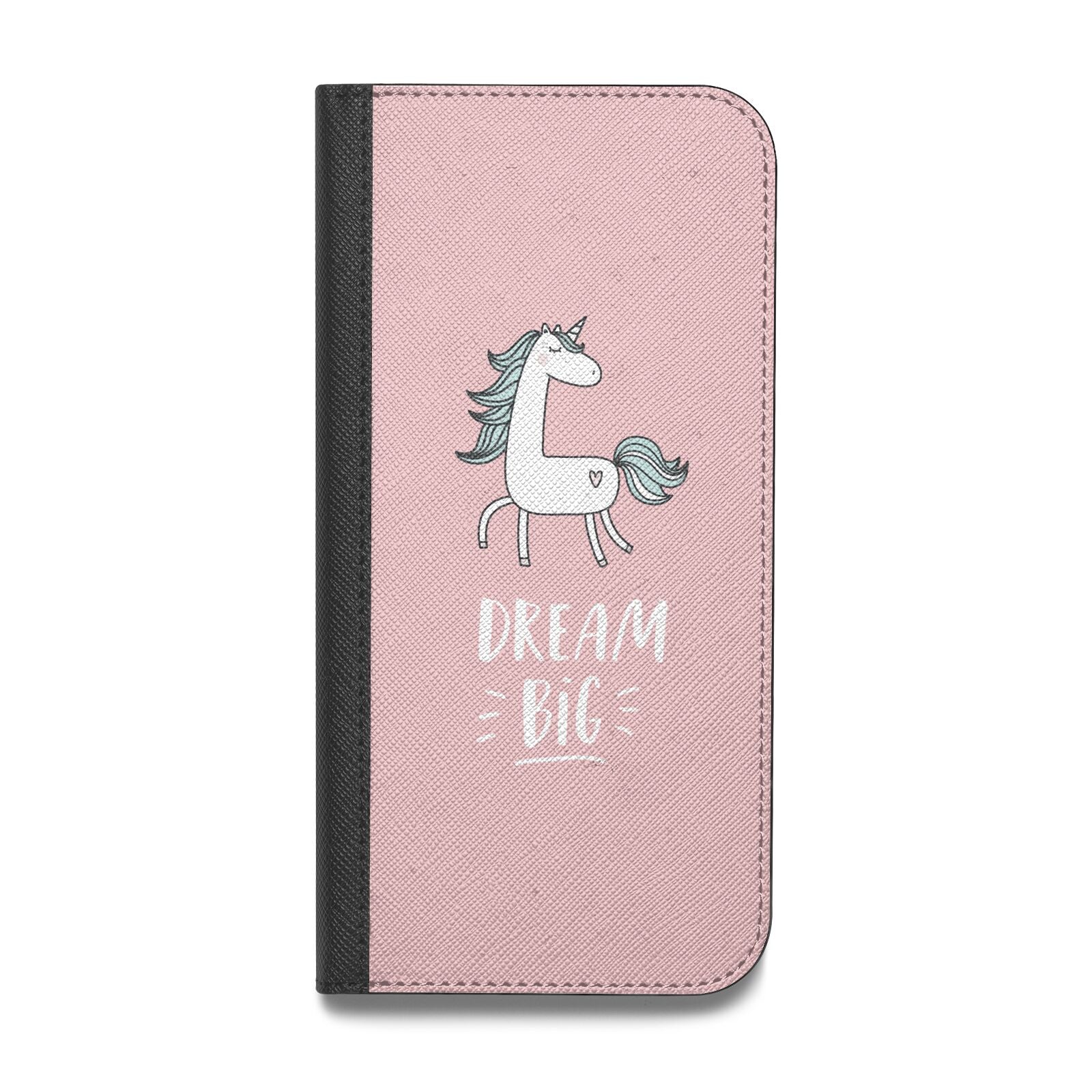 Unicorn Print Dream Big Vegan Leather Flip iPhone Case