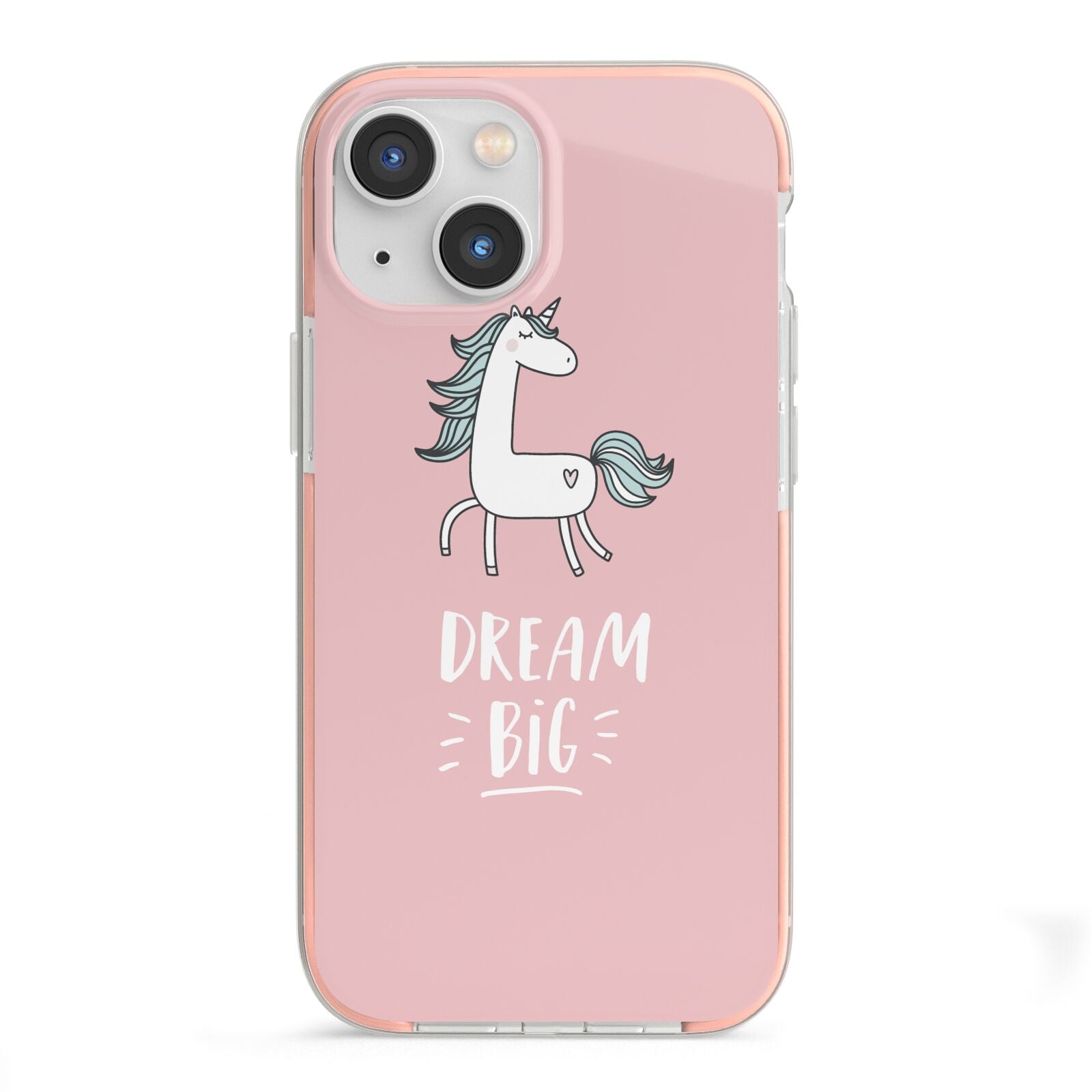 Unicorn Print Dream Big iPhone 13 Mini TPU Impact Case with Pink Edges