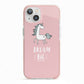 Unicorn Print Dream Big iPhone 13 TPU Impact Case with Pink Edges