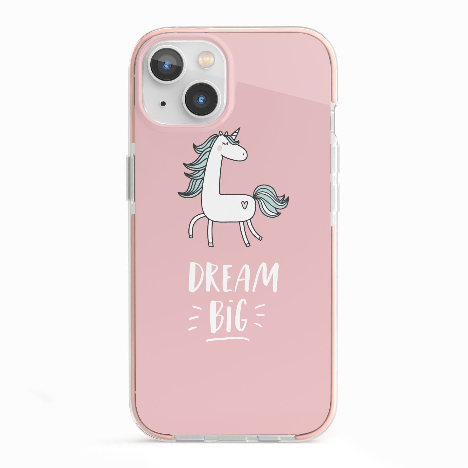 Unicorn Print Dream Big iPhone 13 TPU Impact Case with Pink Edges