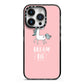 Unicorn Print Dream Big iPhone 14 Pro Black Impact Case on Silver phone