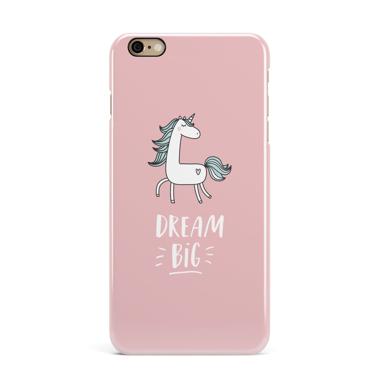 Unicorn Print Dream Big iPhone 6 Plus 3D Snap Case on Gold Phone