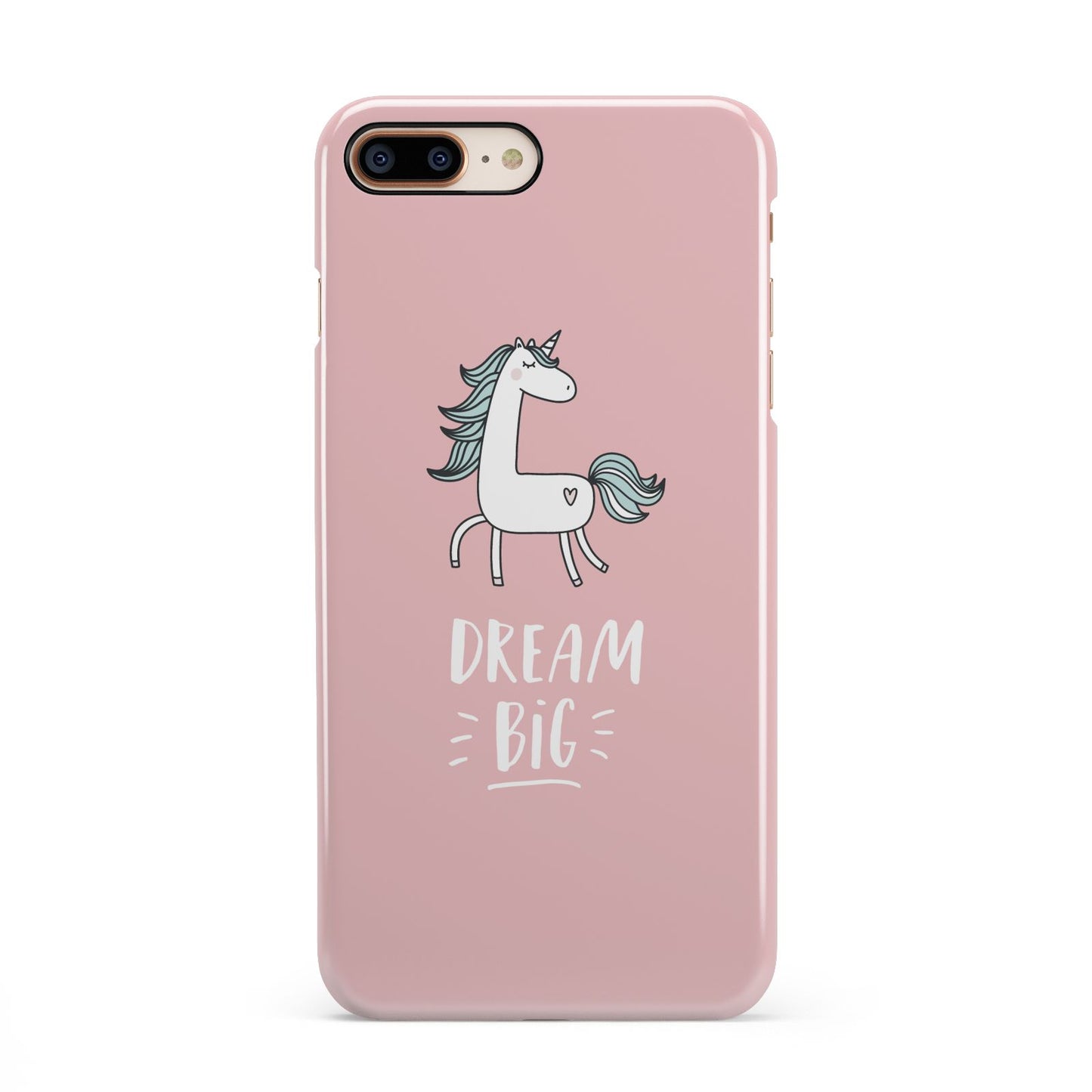 Unicorn Print Dream Big iPhone 8 Plus 3D Snap Case on Gold Phone