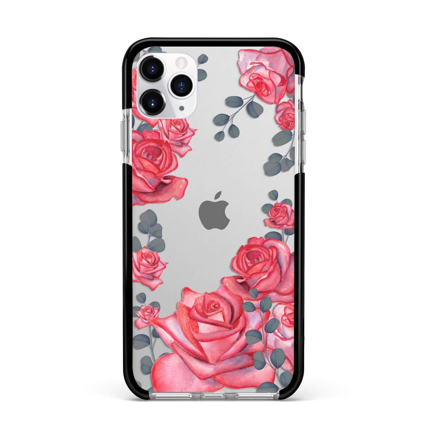 Valentine Floral Apple iPhone 11 Pro Max in Silver with Black Impact Case