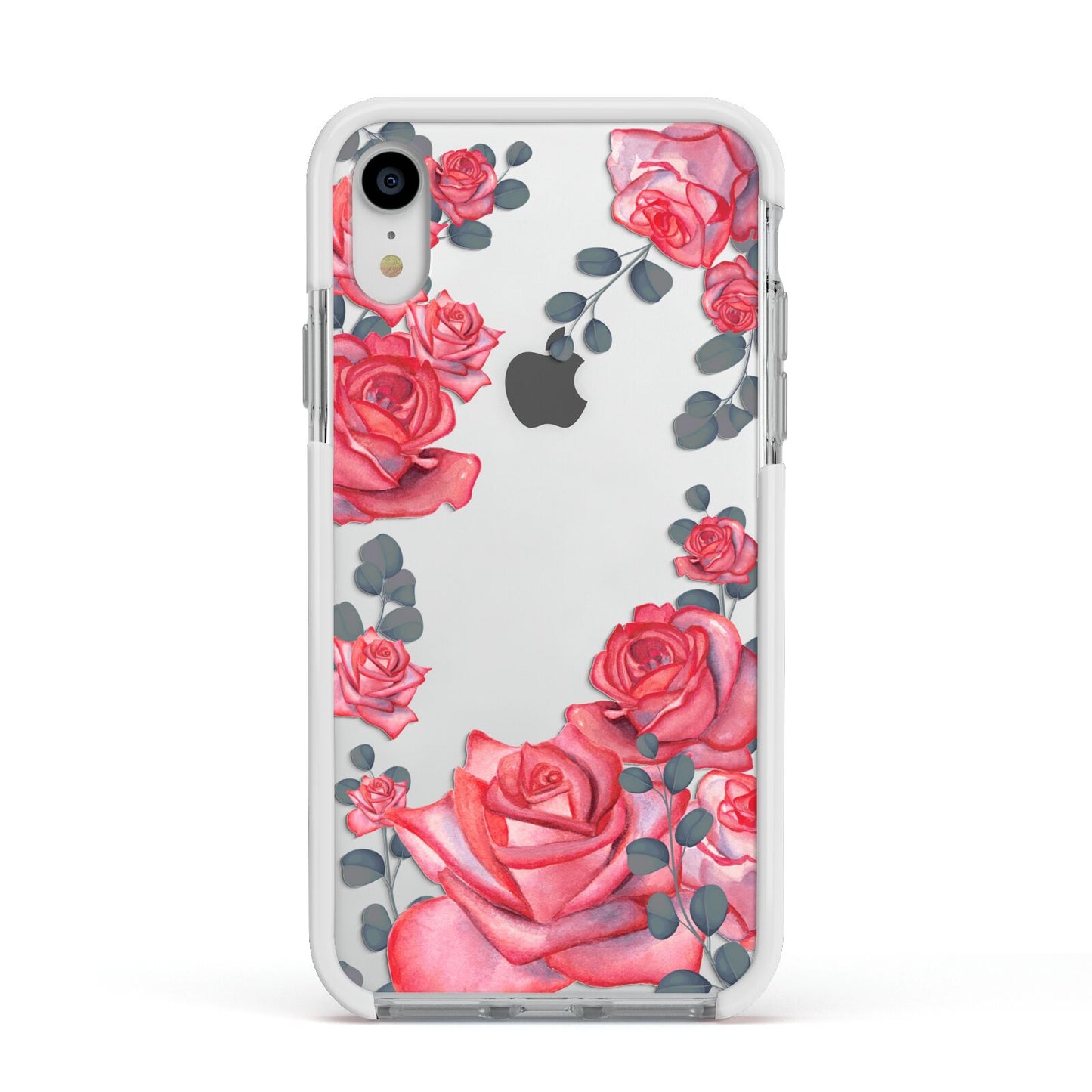 Valentine Floral Apple iPhone XR Impact Case White Edge on Silver Phone
