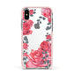 Valentine Floral Apple iPhone Xs Impact Case Pink Edge on Silver Phone